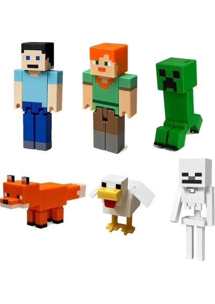 Minecraft Macera Başlangıç Seti Steve Alex Creeper Tavuk Tilki Skeleton
