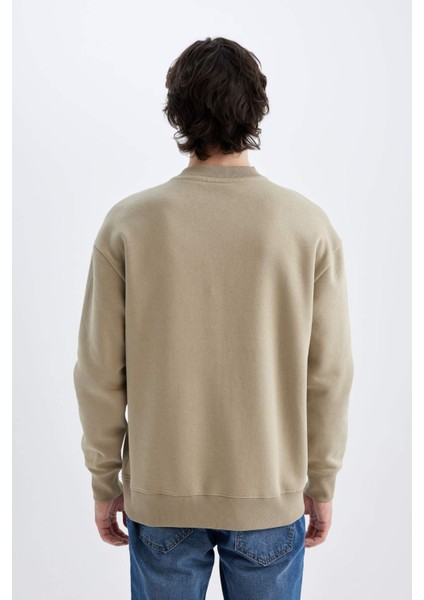 Boxy Fit Bisiklet Yaka Baskılı Sweatshirt X8282AZ24AU