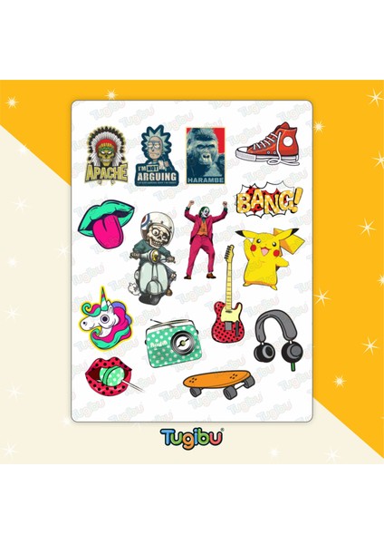 Karışık Figürler Sticker Seti, Karma Sticker Seti, 50 Adet Figür Etiket modelleri