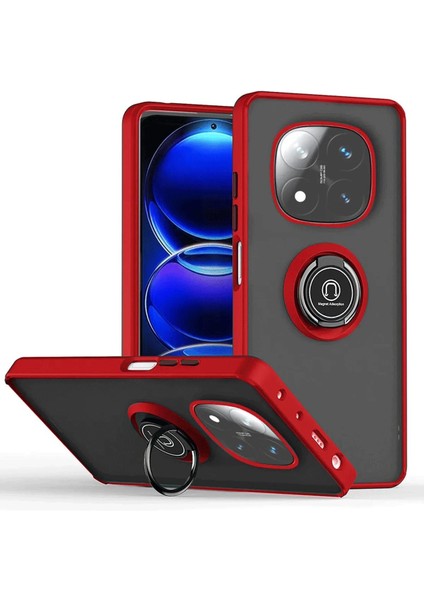 Xiaomi Redmi Note 14 Pro 5g Kılıf Montreal Yüzüklü Silikon Kapak - Kırmızı - CPT105299-9244