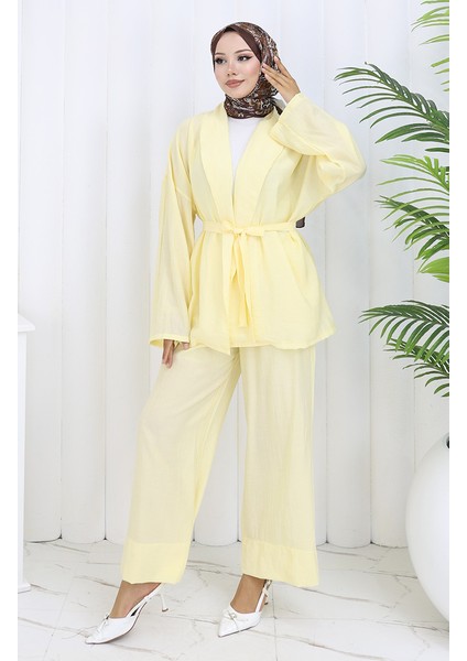 Kimono Pantolon Ikili Takım 11322-02 Sarı