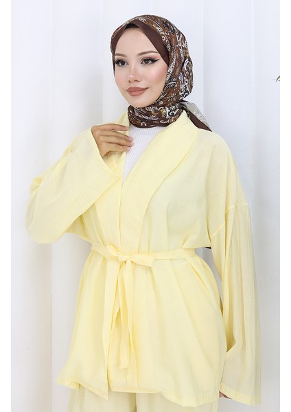 Kimono Pantolon Ikili Takım 11322-02 Sarı modelleri