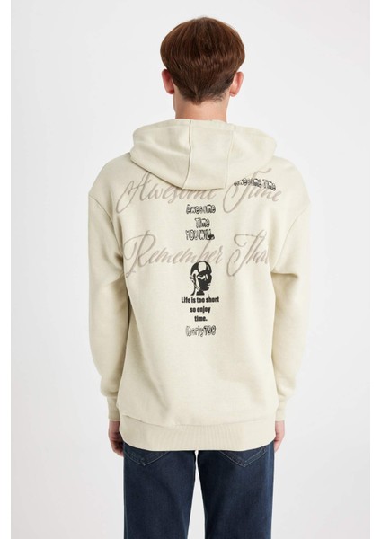 Boxy Fit Kapüşonlu Sırt Baskılı Sweatshirt C6148AX24AU