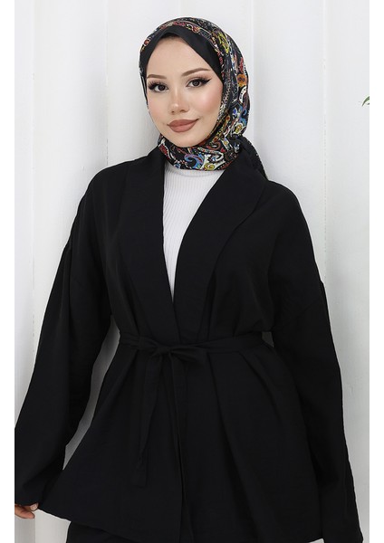 Kimono Pantolon Ikili Takım 11322-01 Siyah modelleri