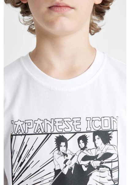 Erkek Çocuk Bisiklet Yaka Renk Şekil Değiştiren Baskılı Kısa Kollu Tişört C6260A824HS