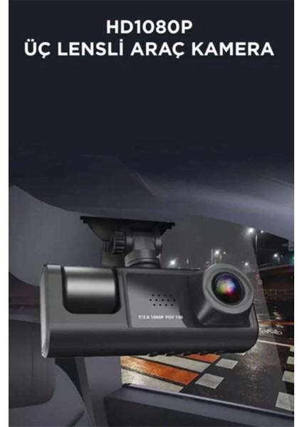 Bfs Araç Içi 1080P 3 Kameralı LCD Ekranlı Gece Görüşlü , G-Sensör , Geri Görüş Kamera