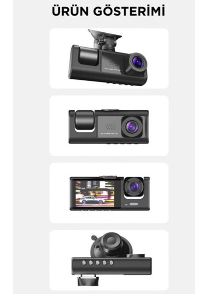 Bfs Araç Içi 1080P 3 Kameralı LCD Ekranlı Gece Görüşlü , G-Sensör , Geri Görüş Kamera