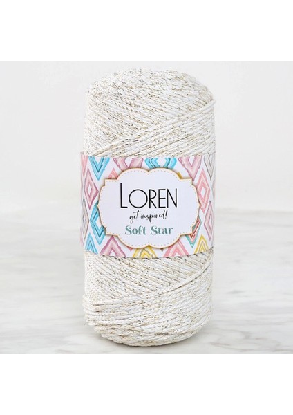 Soft Star Makrome Ipi Sarı Simli Krem RM103