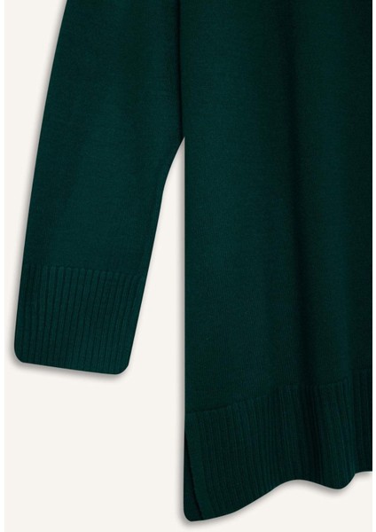 Regular Fit Bisiklet Yaka Basic Düz Triko Kazak Tunik