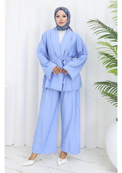 Kimono Pantolon Ikili Takım 11322-04 Mavi