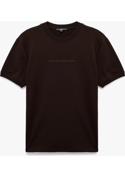 Regular Fit Kısa Kollu Bisiklet Yaka Pamuklu Baskılı Tişört