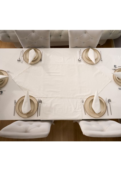 Kar Desenli 2 Parça Beyaz Sofra Sunum Seti 1 Adet Üçgen Runner 50x150 cm - 1 Adet Dikdörtgen Runner 50x150 cm modelleri