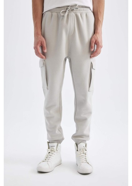 Regular Fit Jogger Eşofman Altı Kargo Cepli Basic Düz Beli Bağcıklı Lastikli Paça Y5533AZ24AU