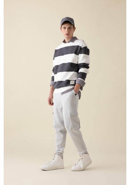 Regular Fit Jogger Eşofman Altı Kargo Cepli Basic Düz Beli Bağcıklı Lastikli Paça Y5533AZ24AU