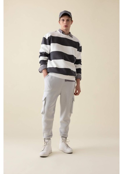 Regular Fit Jogger Eşofman Altı Kargo Cepli Basic Düz Beli Bağcıklı Lastikli Paça Y5533AZ24AU