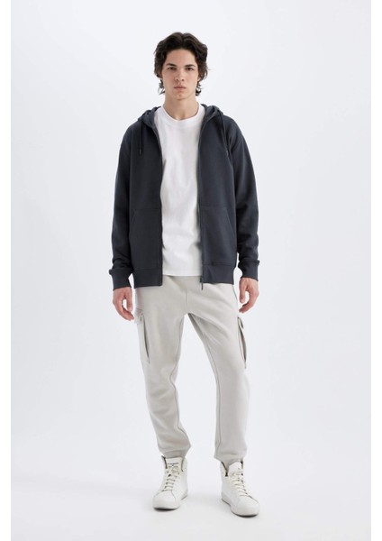 Regular Fit Jogger Eşofman Altı Kargo Cepli Basic Düz Beli Bağcıklı Lastikli Paça Y5533AZ24AU