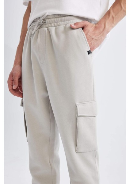 Regular Fit Jogger Eşofman Altı Kargo Cepli Basic Düz Beli Bağcıklı Lastikli Paça Y5533AZ24AU