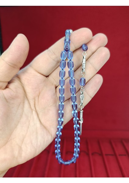 ATEŞ KEHRİBAR TESBİH BÜROKRAT BİLEK - BOY AÇIK MAVİ RENKLİ T-875