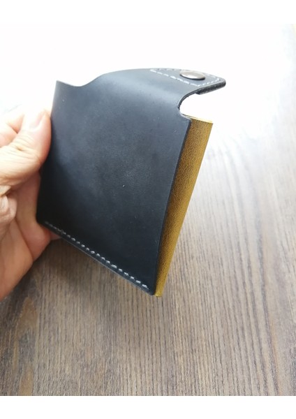 Hakiki Deri Kartlık Isimli Gerçek Deri Minimal Kartlık Vintage Koyu Sarı Siyah MK50 indirimleri