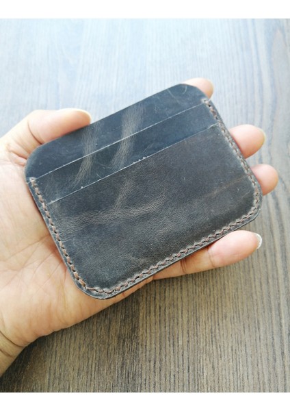 Minimalist Hakiki Deri Kartlık El Yapımı Gerçek Deri Çift Taraflı MK47G
