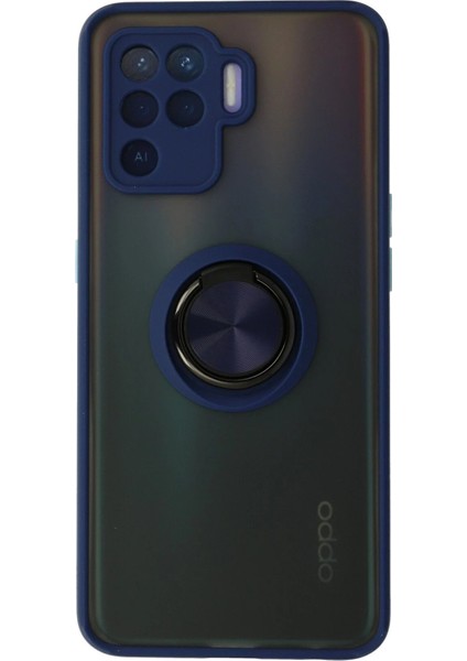 Oppo Reno 5 Lite Kılıf Montreal Yüzüklü Silikon Kapak - Lacivert - CPT109440-2798