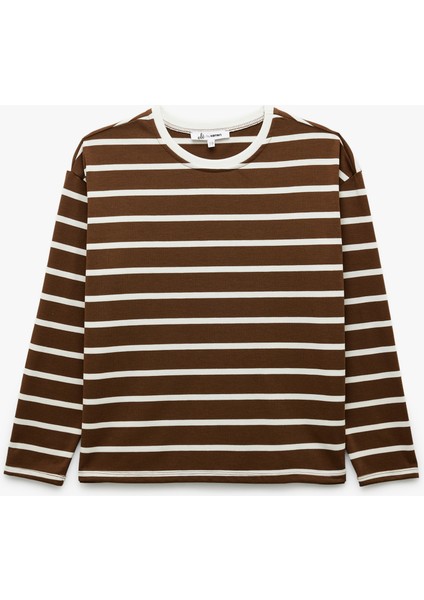 Uzun Kollu Bisiklet Yaka Çizgili Tişört modelleri