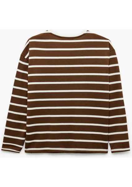 Uzun Kollu Bisiklet Yaka Çizgili Tişört fırsatları