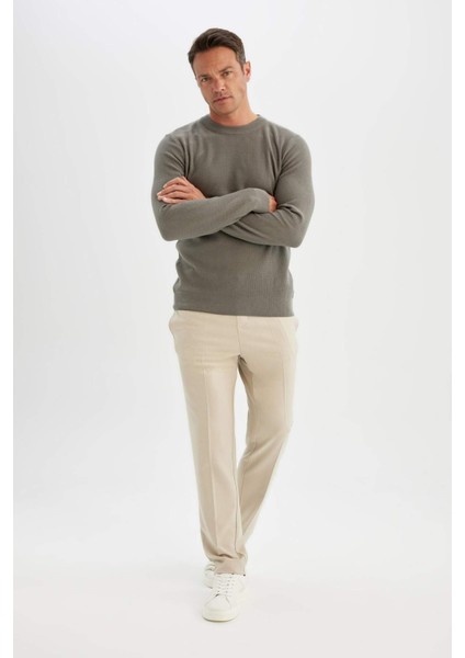 Standart Fit Normal Kesim Pamuklu Bisiklet Yaka Triko Kazak A5181AX24AU