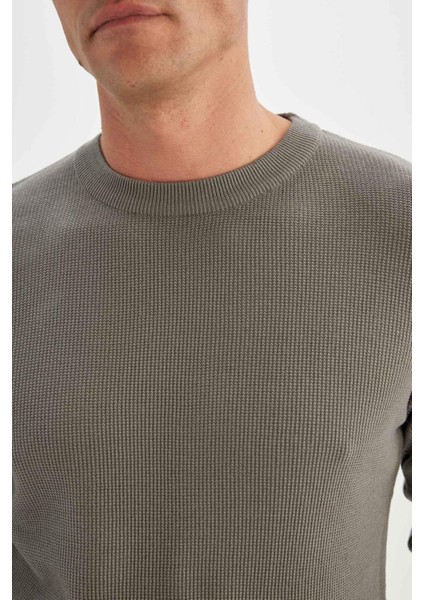 Standart Fit Normal Kesim Pamuklu Bisiklet Yaka Triko Kazak A5181AX24AU