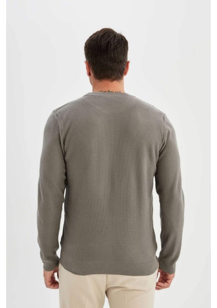 Standart Fit Normal Kesim Pamuklu Bisiklet Yaka Triko Kazak A5181AX24AU