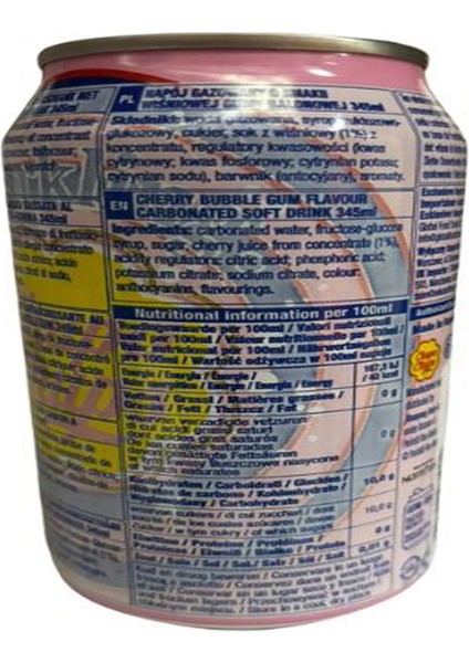 Sparkling Cherry Bubble Gum Flavour 345 mlx12'li