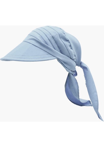 Kadın Bağlamalı Siperli Eşarp Bandana Plaj Şapkası 2li Paket Haki/mavi modelleri