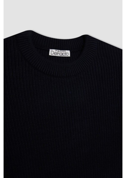 Regular Fit Bisiklet Yaka Selanik Kumaş Basic Düz Triko Kazak H6905AZ24WN
