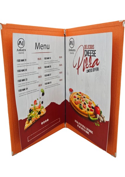 Desenli Termo Deri Menü - 30X18 cm - Kahverengi / Turuncu / Beyaz Renk Seçenekli fırsatları