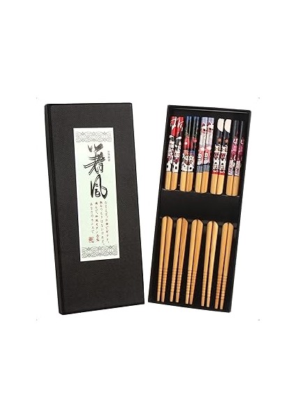 Joyzzz Yemek Çubukları, Fortune Baskılı Yemek Çubukları, 5 Çift Doğal Yemek Ç