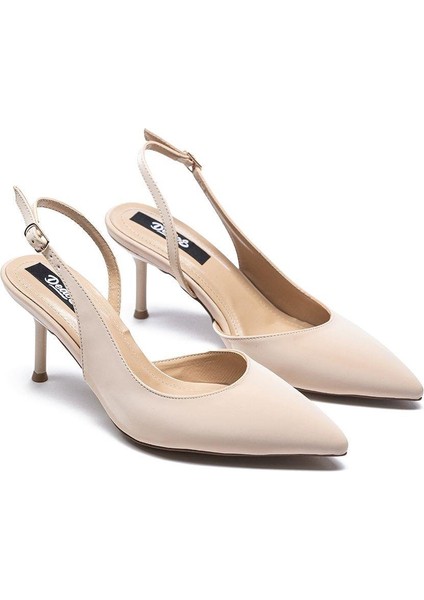 Kadın Stiletto Sivri Burun Bilekten Bağlamalı Ince Topuklu Ayakkabı 235