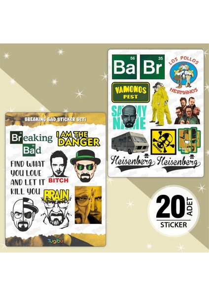 Breaking Bad Sticker Seti, Walter White Sticker Seti, 20 Adet Breaking Bad Etiket