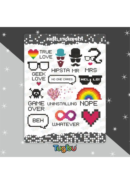 Piksel Figürler Sticker Seti, Piksel Temalı Sticker Seti, 29 Adet Piksel Temalı Etiket fiyatları