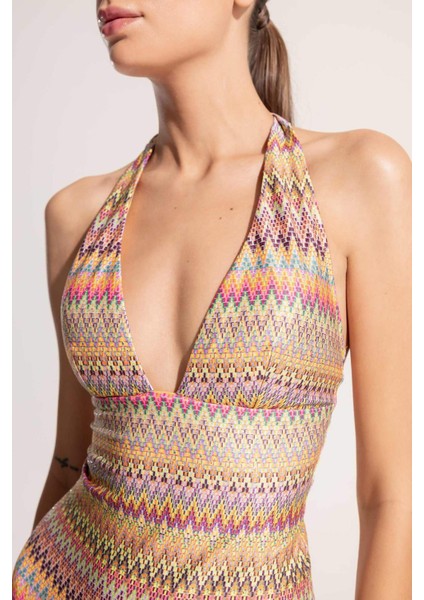 Ayje x DeFacto Boyundan Bağlamalı Desenli Mayo C6158AX24HS