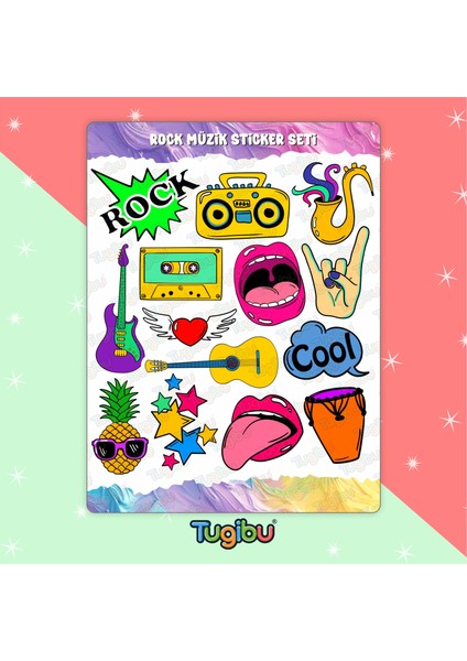 Rock Müzik Sticker Seti, Müzik Temalı Sticker Seti, 28 Adet Rock Etiket fiyatları