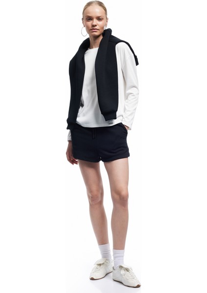 Uzun Kollu Bisiklet Yaka Çizgili Tişört