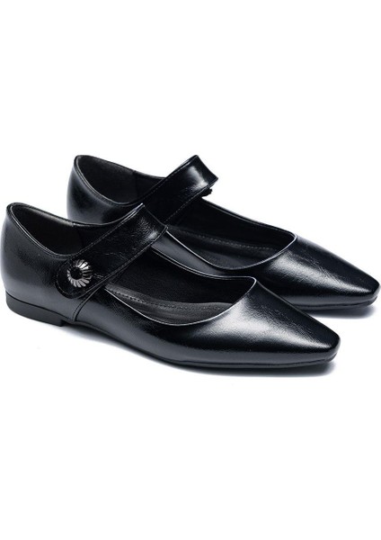 9320 Kadın Kare Burun Cırt Bantlı Babet