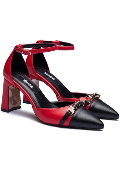 2020 Kadın Stiletto Sivri Burun Bilekten Baglamalı Tokalı Topuklu Ayakkabı