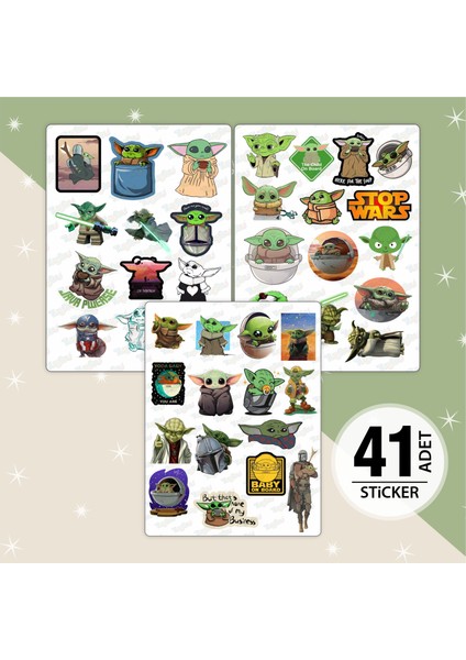Yoda Sticker Seti, Baby Yoda Sticker Seti, 41 Adet Yoda Etiket