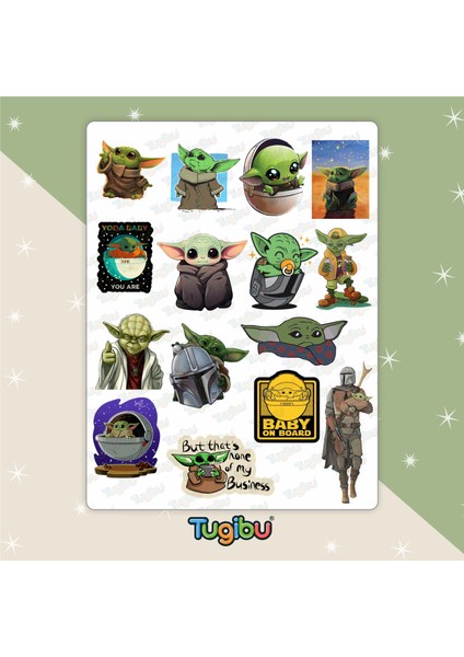 Yoda Sticker Seti, Baby Yoda Sticker Seti, 41 Adet Yoda Etiket modelleri