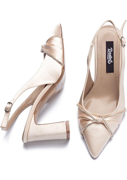 2025 Kadın Stiletto Sivri Burun Taşlı Arkası Açık Topuklu Ayakkabı fırsatları