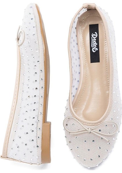 9025 Kadın Taş Detaylı Yuvarlak Burun Babet fırsatları