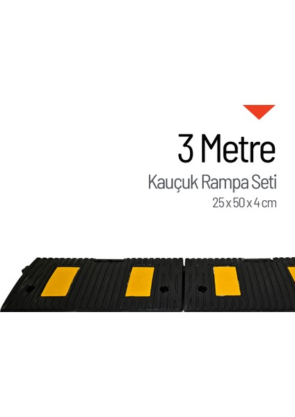 Kauçuk Rampa, Otopark Rampası, Kaldırım Rampası 25 x 50 x 4 cm 3 Metre