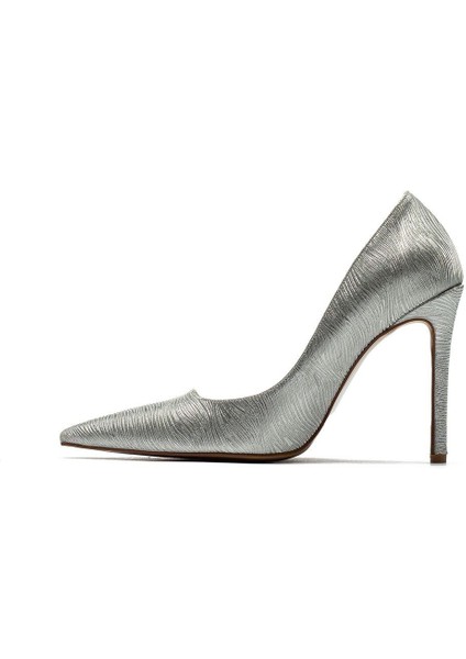 Kadın Sivri Burun Parlak Simli Ince Yüksek Topuklu Stiletto Ayakkabı 4100 modelleri