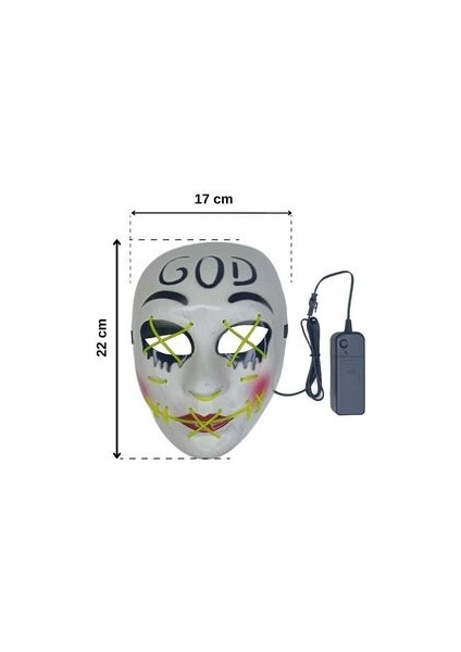 Halloween Aksesuar Maske Işıklı God Cadı